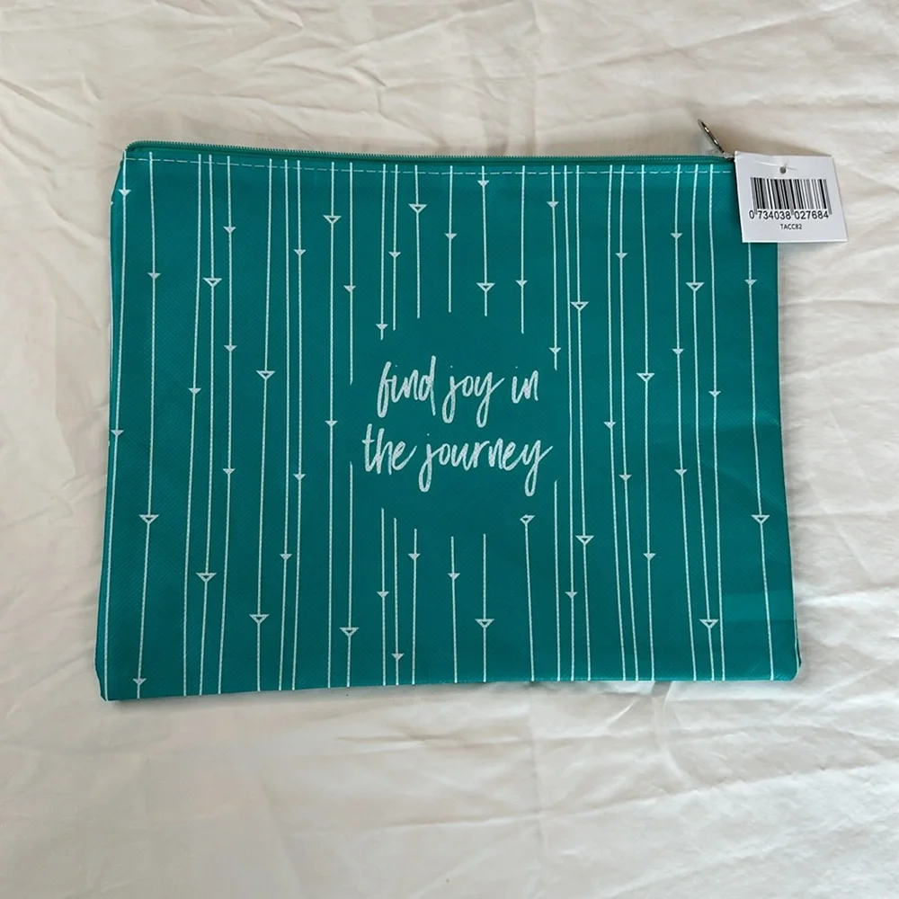 NEW WITH TAGS! A Trio Of Teal Makeup Pouches With Inspirational Quotes On Them.